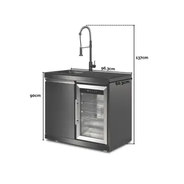 Premium Outdoor Kitchen Sink & Fridge Unit - Oasis Range