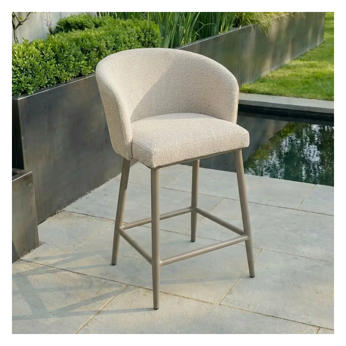 Zen Outdoor Fabric x2 Low Bar Stools