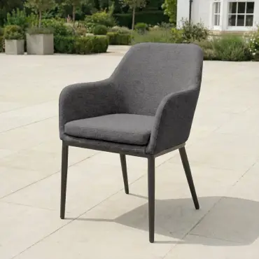 Ally 4-10 Seat Fabric Dining Set - Rectangular Extending Table in Graphite Grey