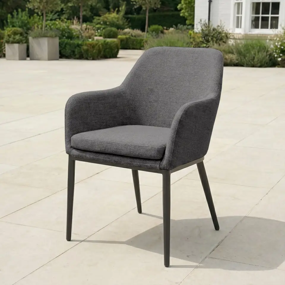 Ally 4-10 Seat Fabric Dining Set - Rectangular Extending Table in Graphite Grey