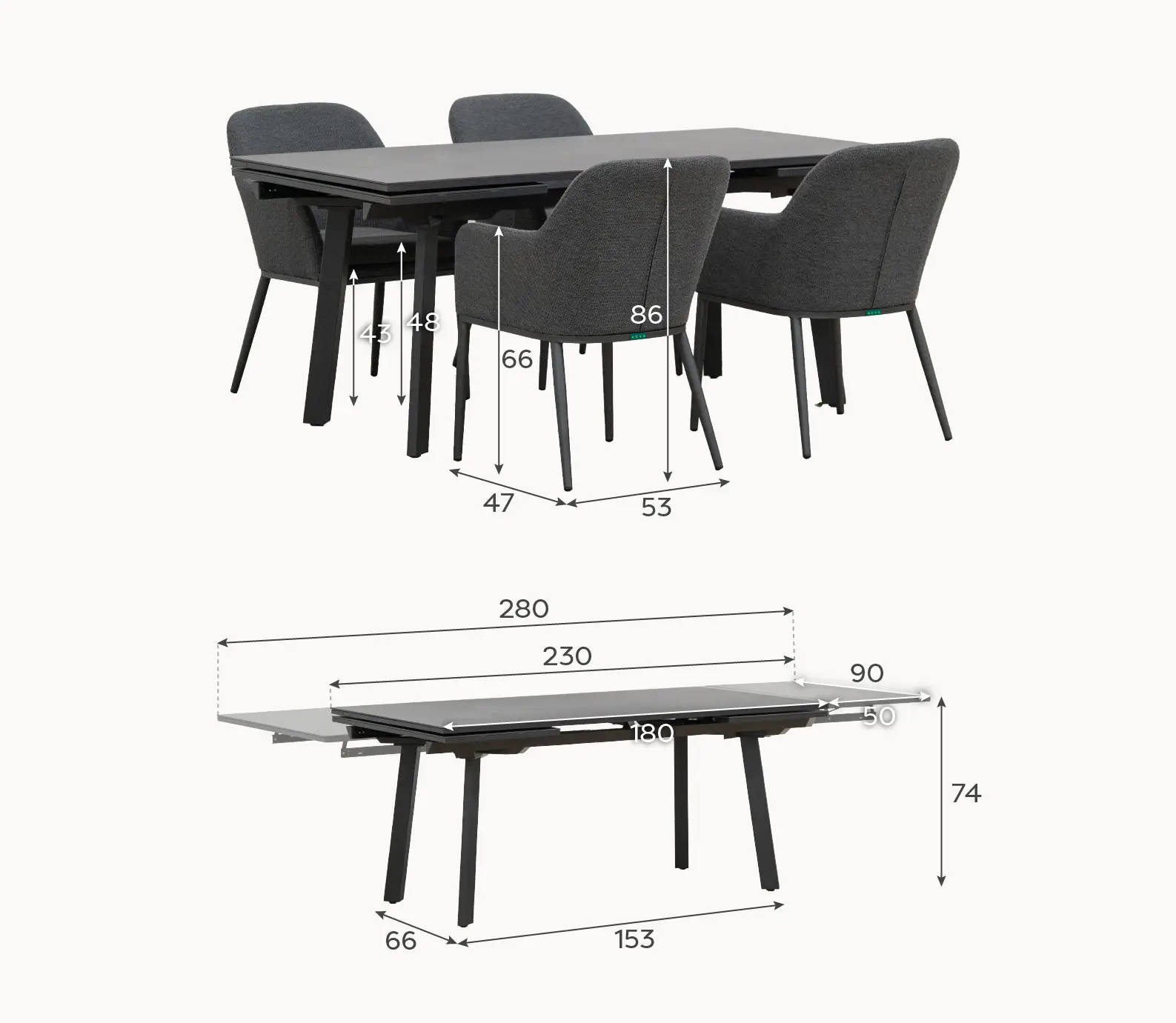 Ally 4-10 Seat Fabric Dining Set - Rectangular Extending Table in Oatmeal