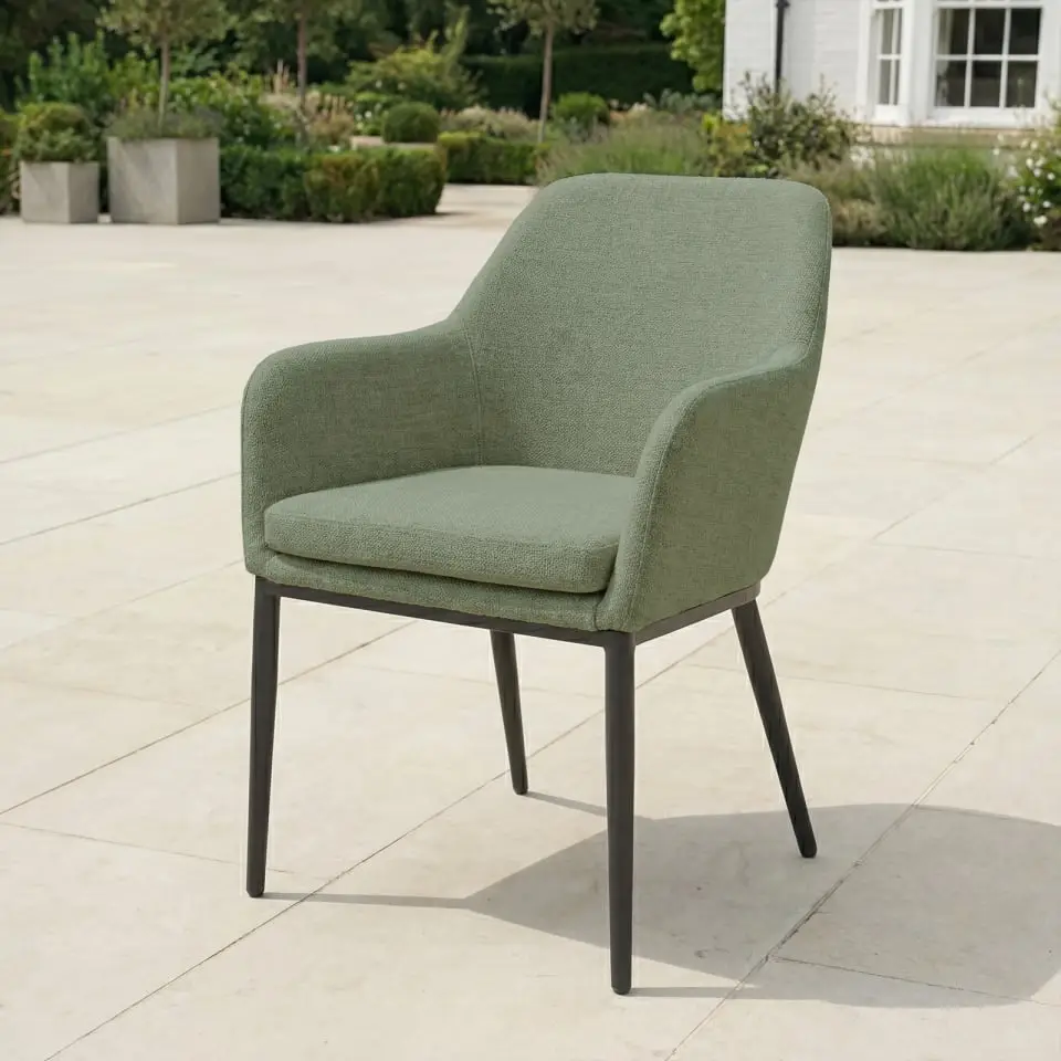 Ally 4-10 Seat Fabric Dining Set - Rectangular Extending Table in Green