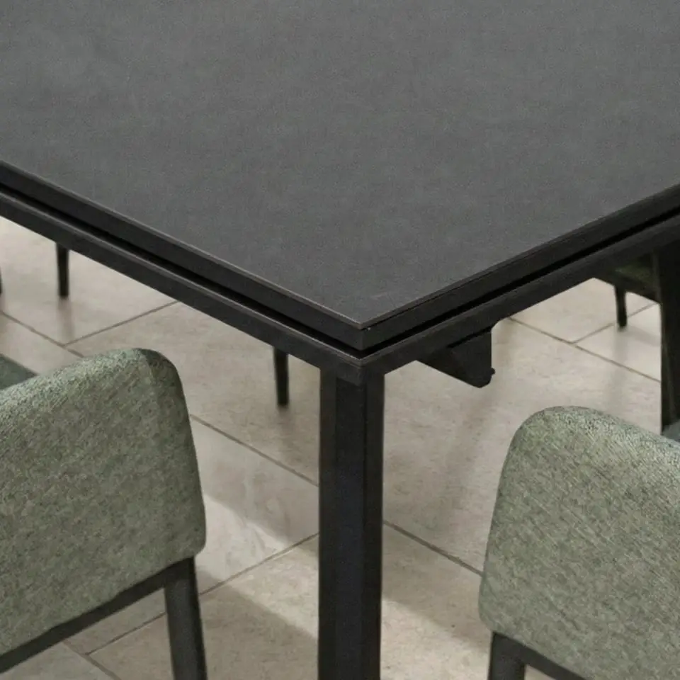 Ally 4-10 Seat Fabric Dining Set - Rectangular Extending Table in Green