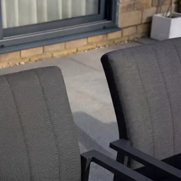 Ralph 6-12 Seat Fabric Dining Set - Extending Table in Charcoal Grey