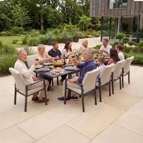 Ralph 4-10 Seat Fabric Dining Set - Rectangular Extending Table in Oatmeal