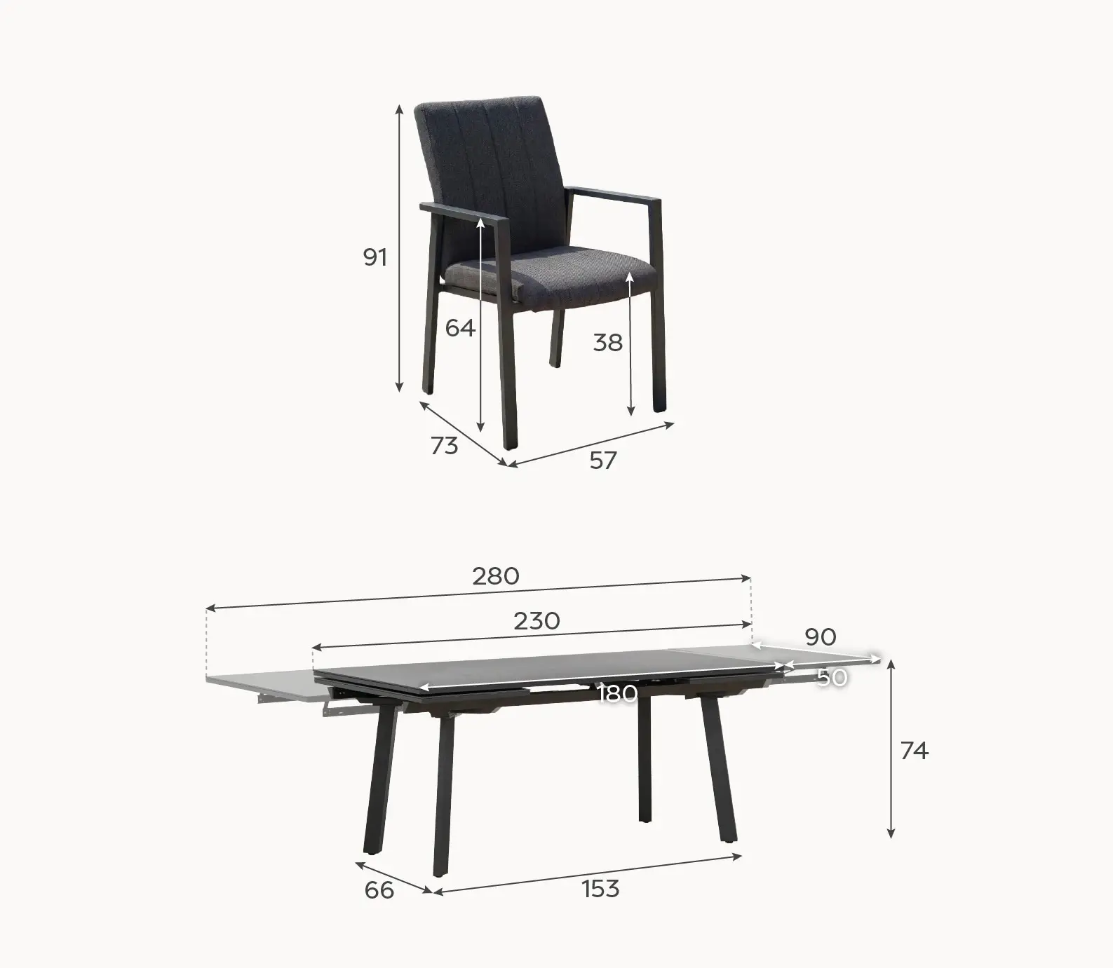 Ralph 4-10 Seat Fabric Dining Set - Rectangular Extending Table in Oatmeal