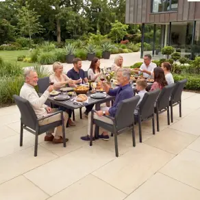 Ralph 4-10 Seat Fabric Dining Set - Rectangular Extending Table in Charcoal Grey
