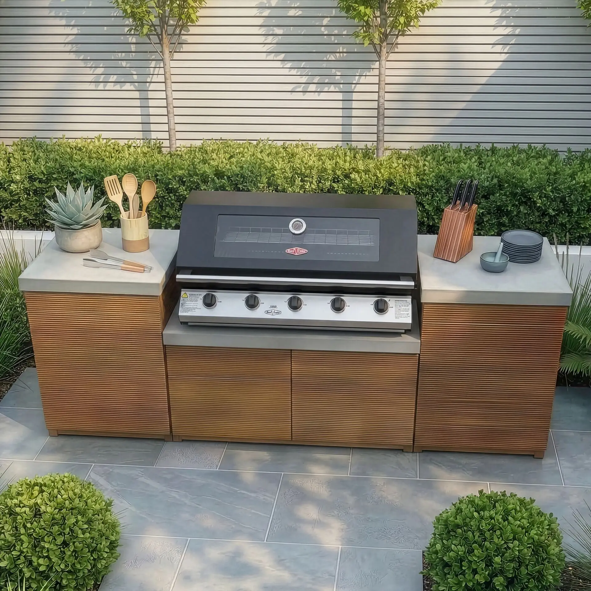 Bali Outdoor Kitchen Storage Units with Beefeater 1200E Series BBQ