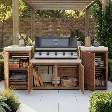 Antigua Small Kitchen Storage Units with Beefeater 1200E Series BBQ