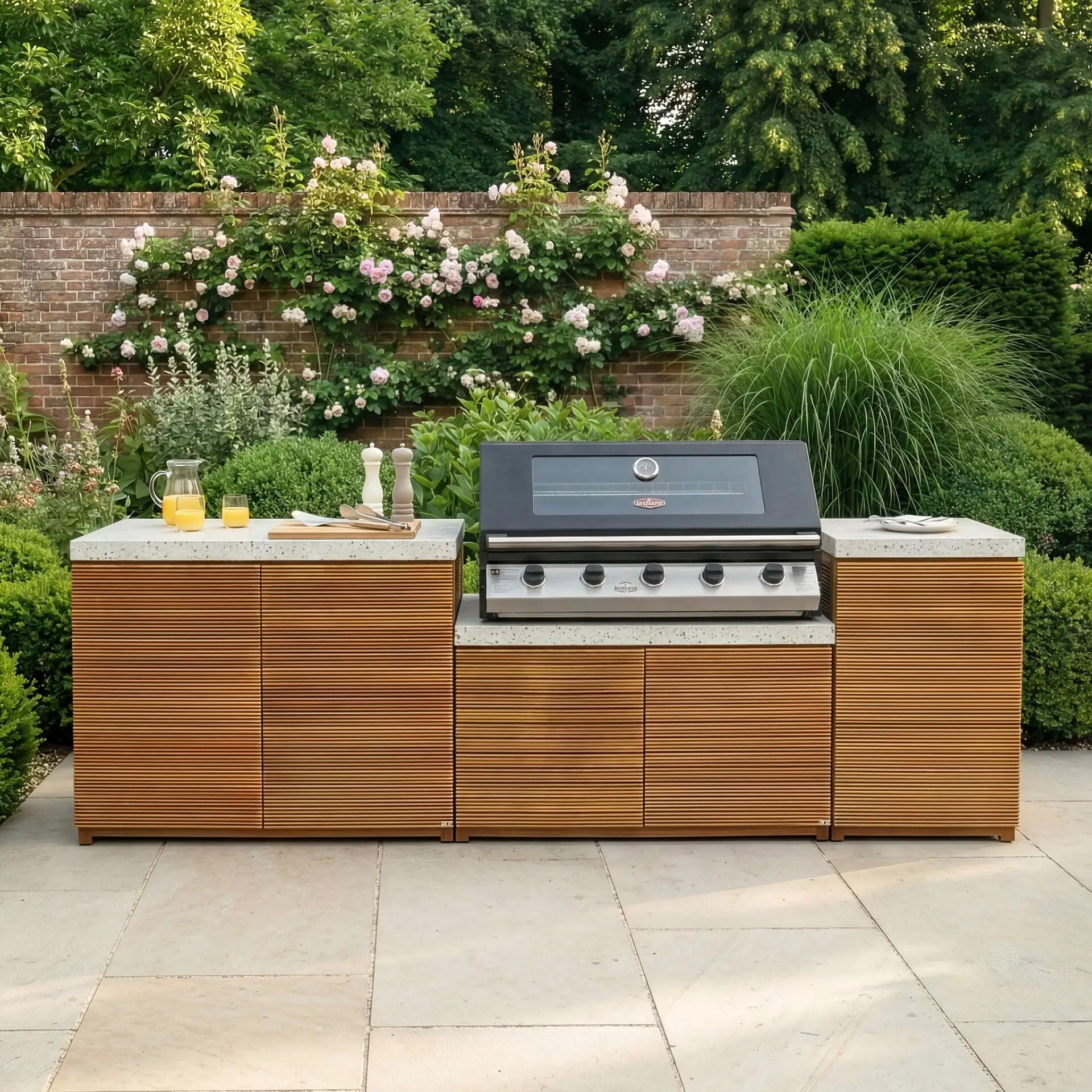 Antigua Medium Kitchen Storage Units with Beefeater 1200E Series BBQ