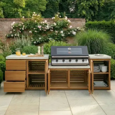 Antigua Medium Kitchen Storage Units with Beefeater 1200E Series BBQ