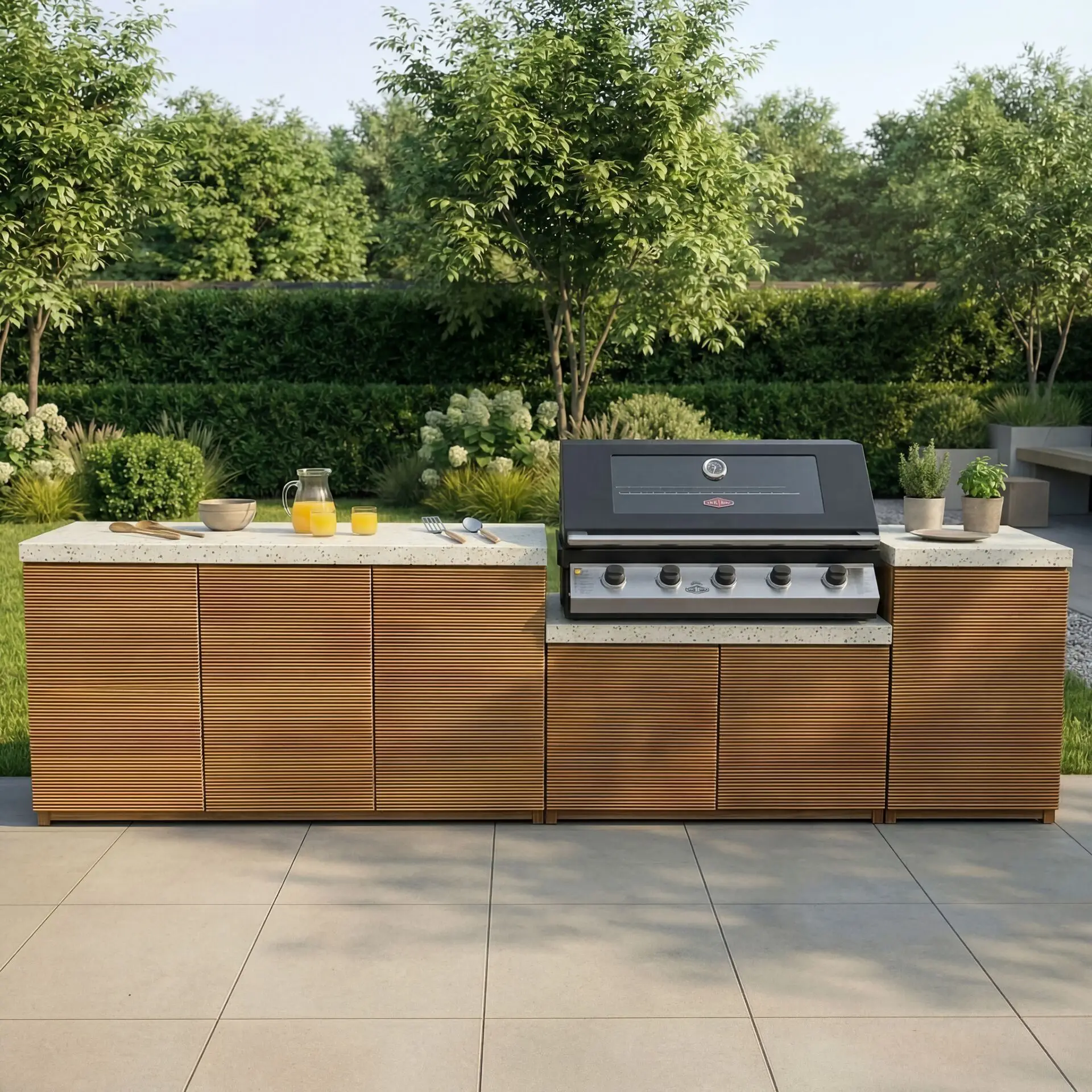 Antigua Large Kitchen Storage Units with Beefeater 1200E Series BBQ