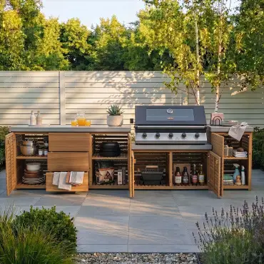 Bali Outdoor Kitchen Storage Units with Beefeater 1700 Series BBQ - Large Configuration