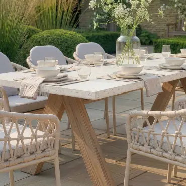 Antigua 8 Seat Rectangular Dining Set - Sicily Open Rope Weave Dining Chairs