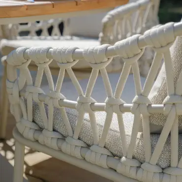 Antigua 8 Seat Rectangular Dining Set - Sicily Open Rope Weave Dining Chairs