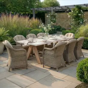 Antigua 8 Seat Rectangular Dining Set - Winchester Heritage Rattan Dining Chairs