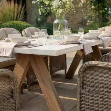 Antigua 8 Seat Rectangular Dining Set - Winchester Heritage Rattan Dining Chairs
