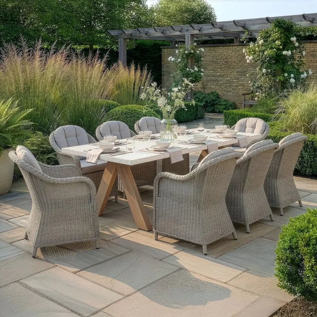 Antigua 8 Seat Rectangular Dining Set - Oxford Heritage Rattan Dining Chairs Antigua 8 Seat Rectangular Dining Set - Oxford Heritage Rattan Dining Chairs