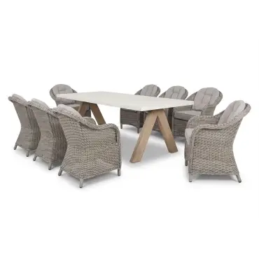 Antigua 8 Seat Rectangular Dining Set - Oxford Heritage Rattan Dining Chairs