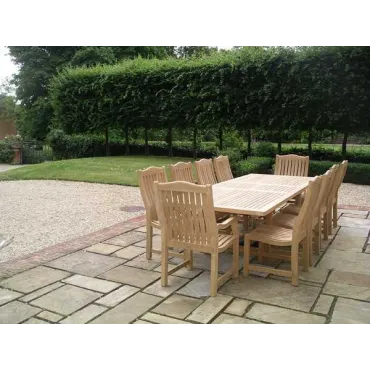 Malvern Luxury Teak 10 chair Dining Set - Certified