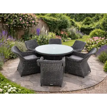 Midnight Montana Round 6 Chair Dining Set