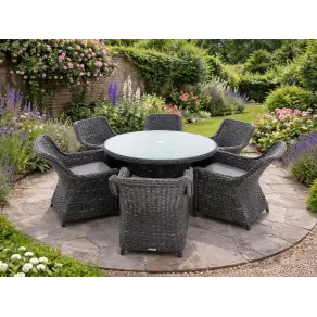 Midnight Montana Round 6 Chair Dining Set