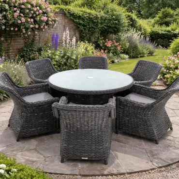 Midnight Montana Round 6 Chair Dining Set
