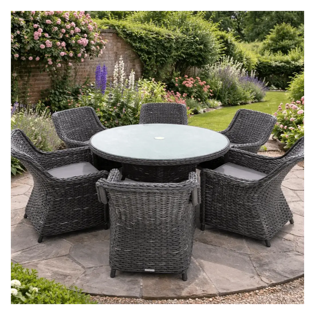 Midnight Montana Round 6 Chair Dining Set Midnight Montana Round 6 Chair Dining Set
