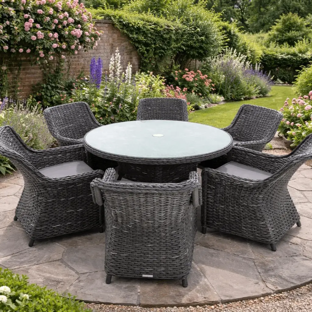 Midnight Montana Round 6 Chair Dining Set