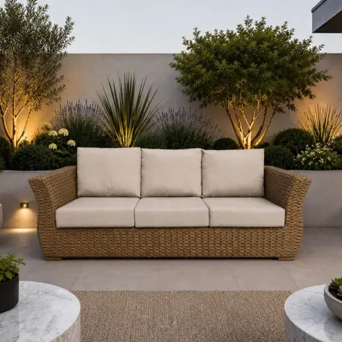 Montana 3 seater sofa – outdoor rattan, cushions included Montana 3 seater sofa – outdoor rattan, cushions included