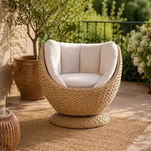 Montana swivel chair – hand-woven, UV-stabilised