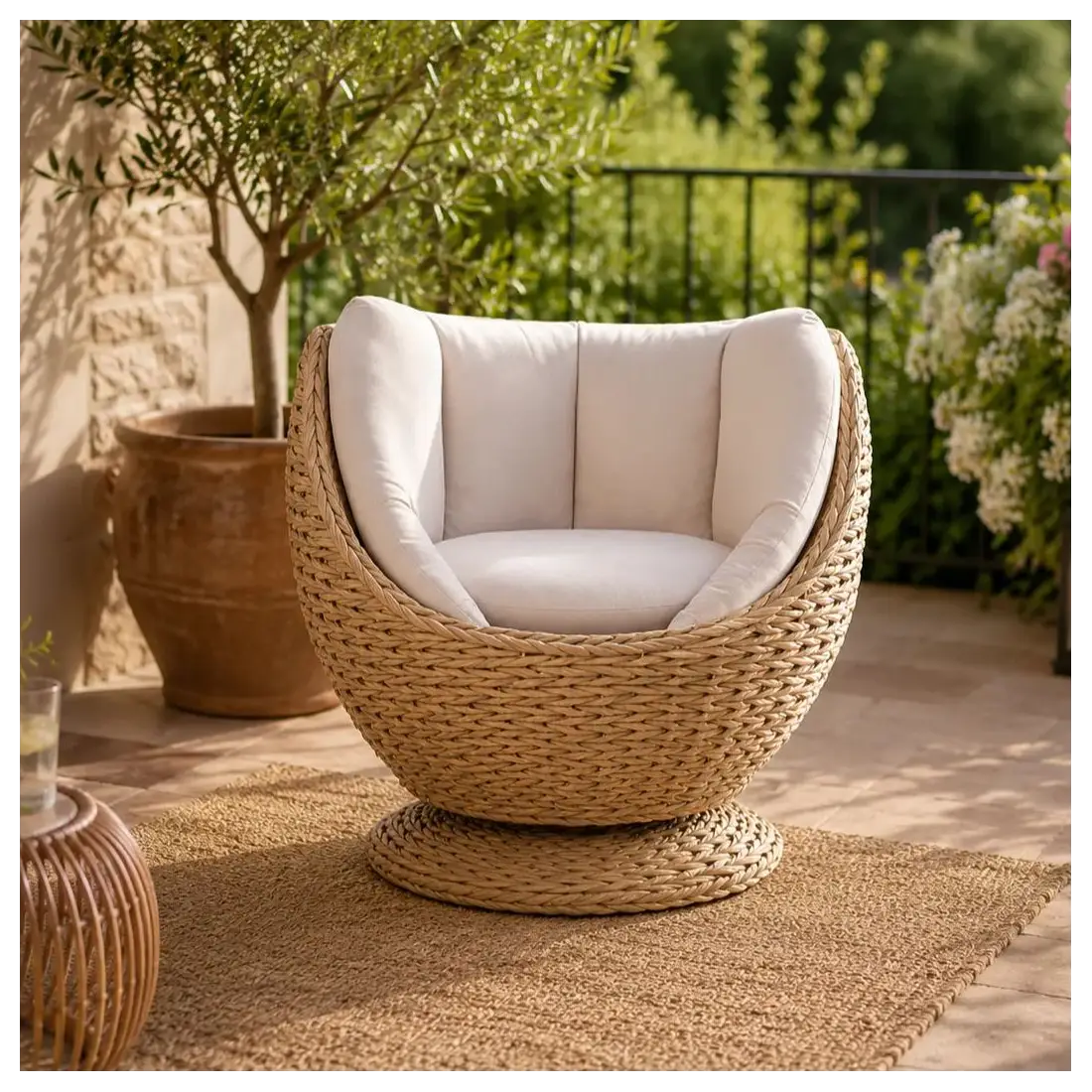 Montana swivel chair – hand-woven, UV-stabilised