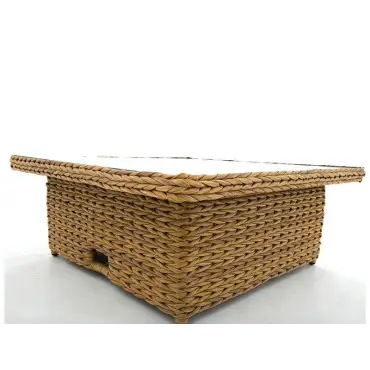 Rattan rising coffee table – square, adjustable height