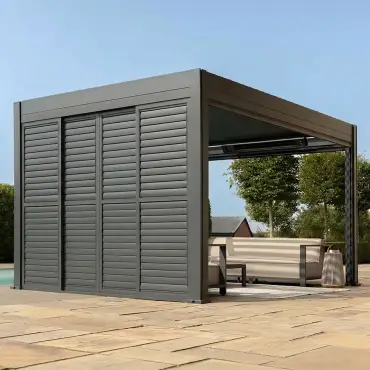 Eden Pergola Sliding Grey Louvre Panel Door -  3m