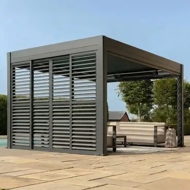 Eden Pergola Sliding Grey Louvre Panel Door -  3m