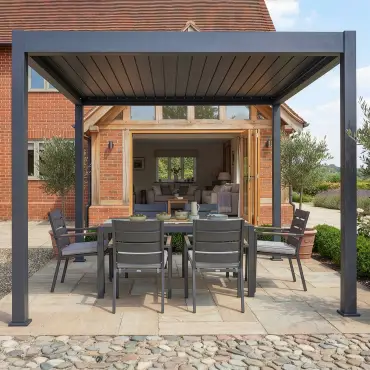 Jupiter 3m x 3m Aluminium Pergola Frame & Manual Operated Galvanised Steel Roof Louvres