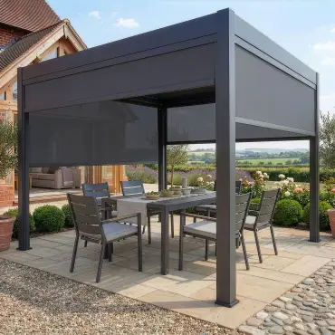 Jupiter 3m x 3m Aluminium Pergola Frame & Manual Operated Galvanised Steel Roof Louvres