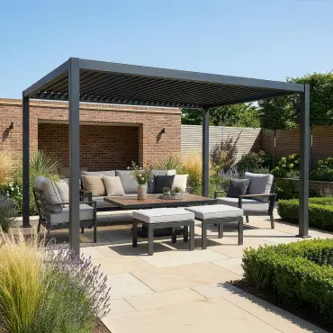 Jupiter 3m x 4m Aluminium Pergola Frame & Manual Operated Galvanised Steel Roof Louvres