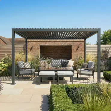 Jupiter 3m x 4m Aluminium Pergola Frame & Manual Operated Galvanised Steel Roof Louvres