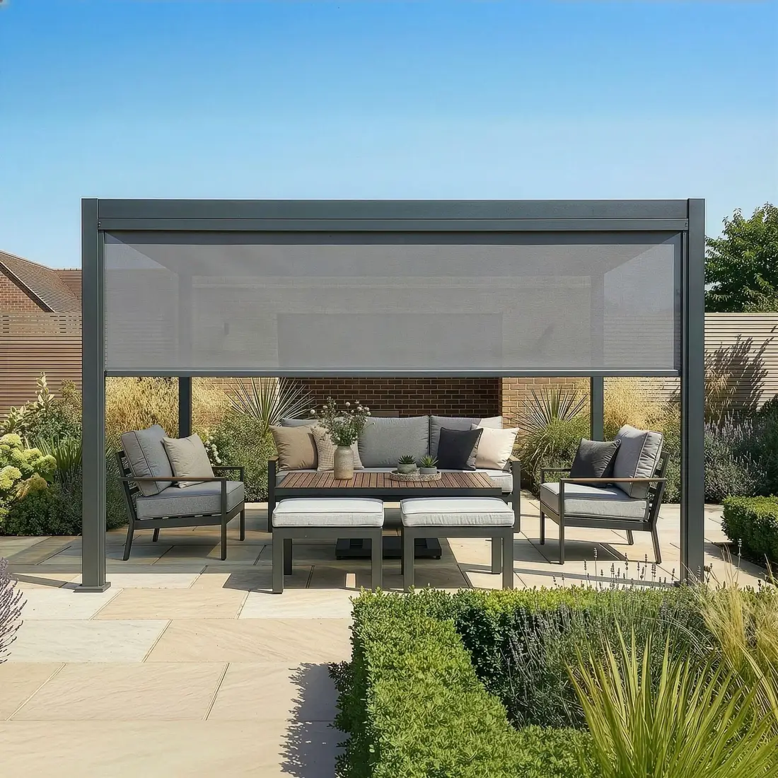 Jupiter Pergola Zip Drop Side Blind - 4m width Jupiter Pergola Zip Drop Side Blind - 4m width