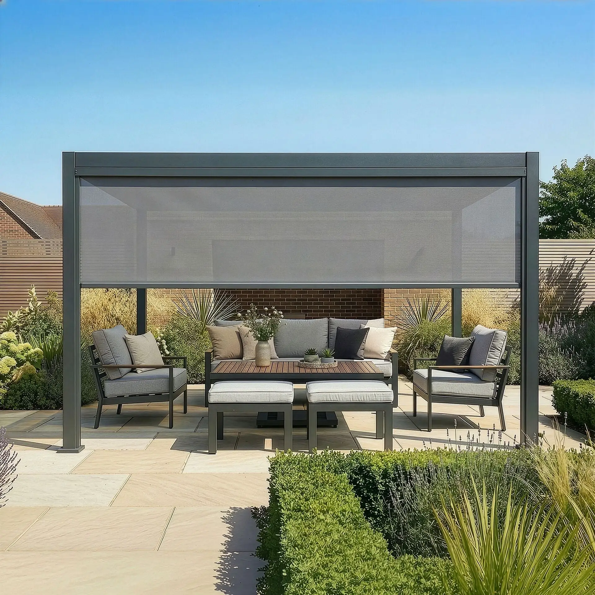 Jupiter Pergola Zip Drop Side Blind - 4m width