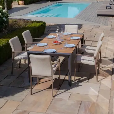 Jakarta Teak Extending 6-10 Seat Dining Table - 10 Ibiza Dining Chairs