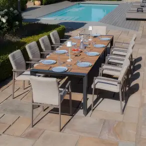 Jakarta Teak Extending 6-10 Seat Dining Table - 10 Ibiza Dining Chairs