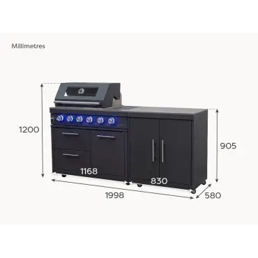 Riley Straight Outdoor Kitchen 4 Burner Gas BBQ S1998-A