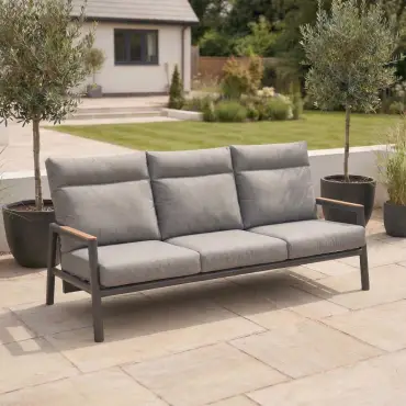 Isaac Aluminium Wood 3 Seater Sofa Lounging Set