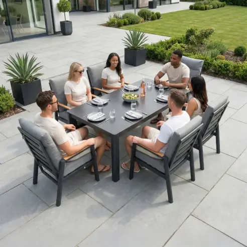 Isaac 6 Seat Aluminium Wood Dining Isaac 6 Seat Aluminium Wood Dining