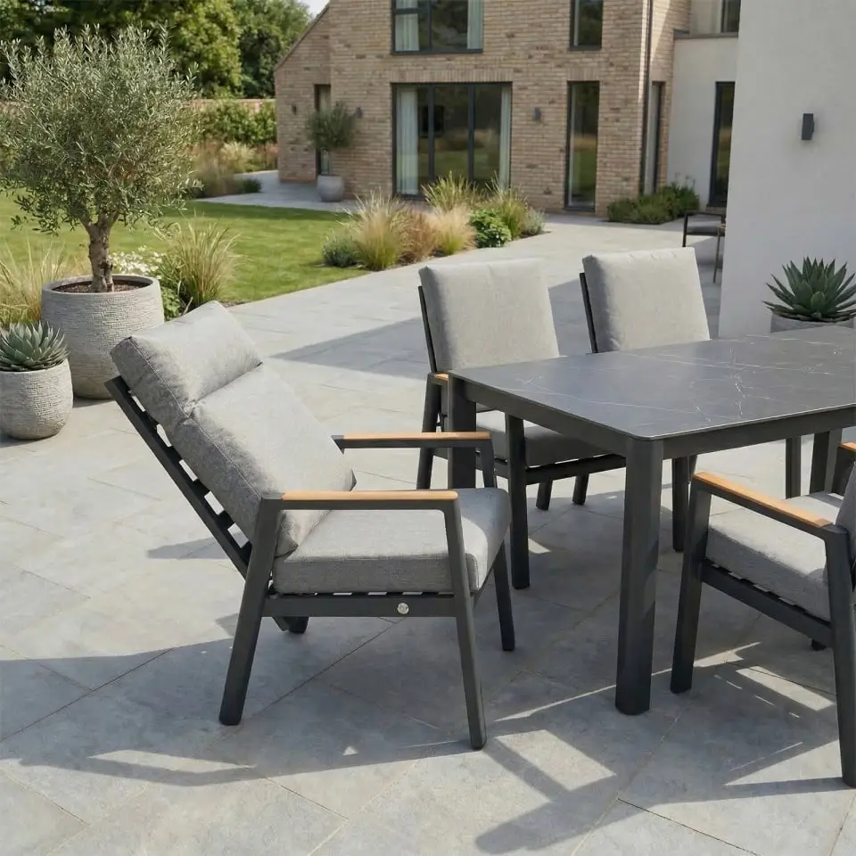 Isaac 6 Seat Aluminium Wood Dining