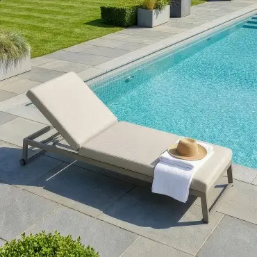 Fabric Allure Sunlounger x2 White frame