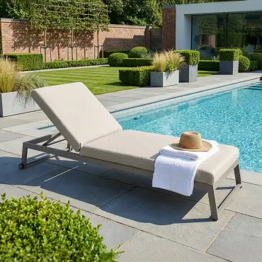 Fabric Allure Sunlounger x2 White frame