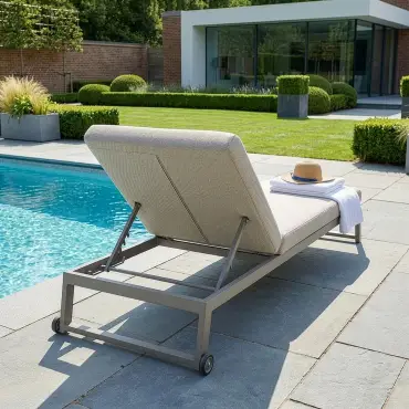 Fabric Allure Sunlounger x2 White frame